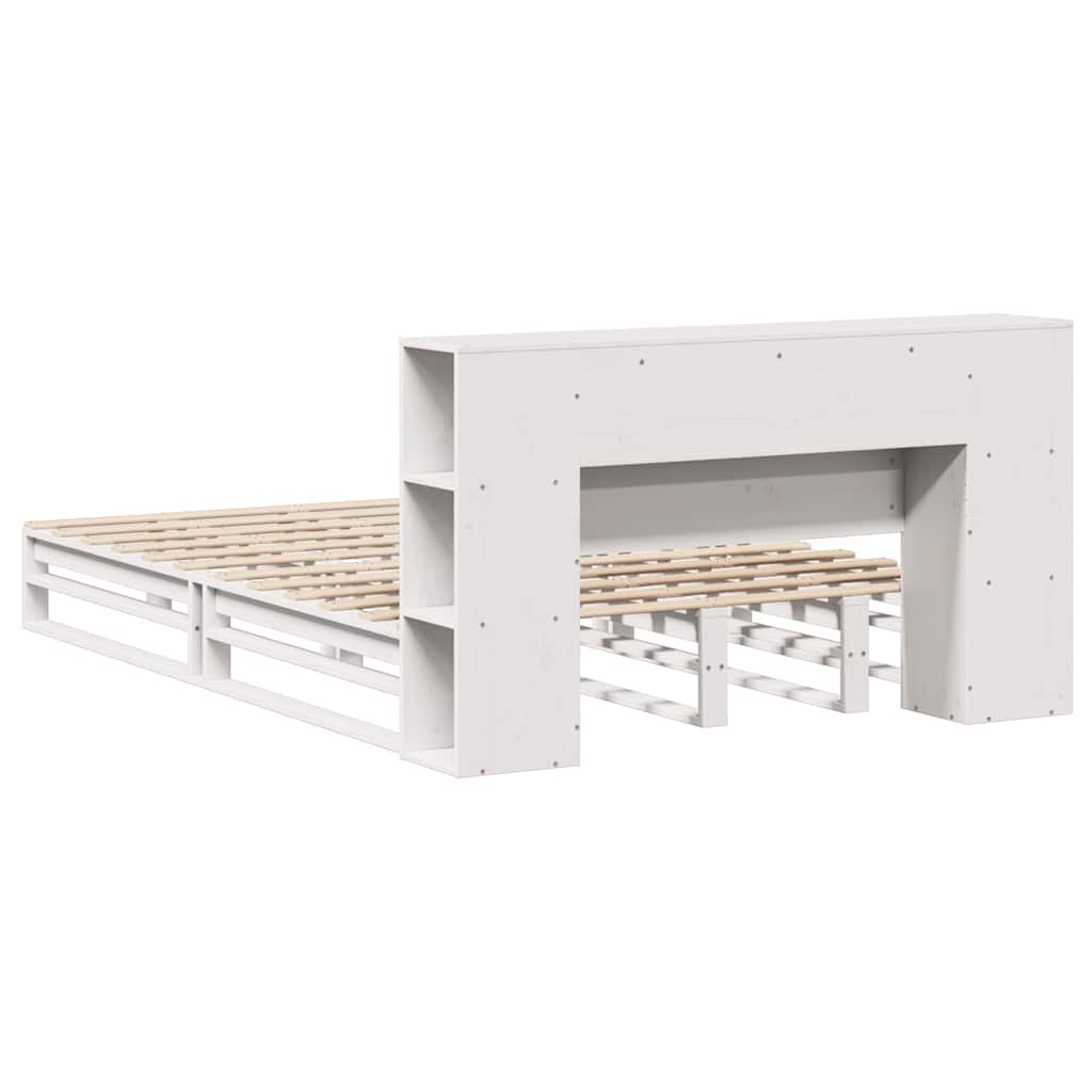 vidaXL Letto Libreria senza Materasso Bianco 150x200 cm Legno Massello