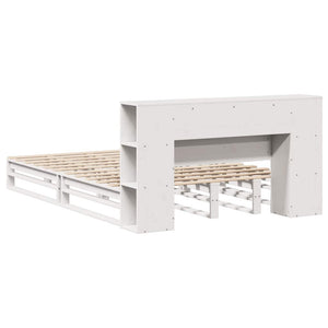 vidaXL Letto Libreria senza Materasso Bianco 150x200 cm Legno Massello