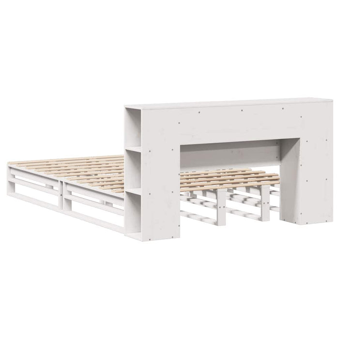 vidaXL Letto Libreria senza Materasso Bianco 150x200 cm Legno Massello