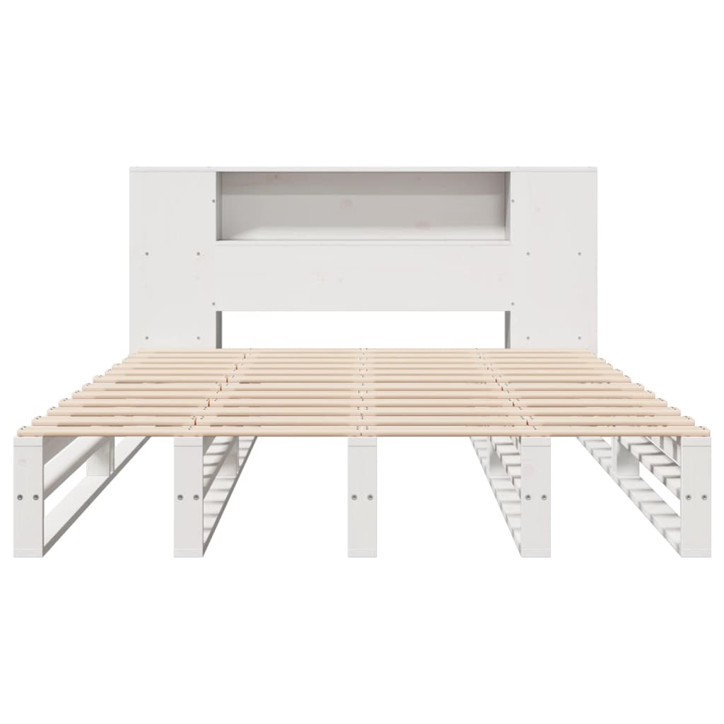 Letto Libreria senza Materasso Bianco 160x200 cm Legno Massello 3323882
