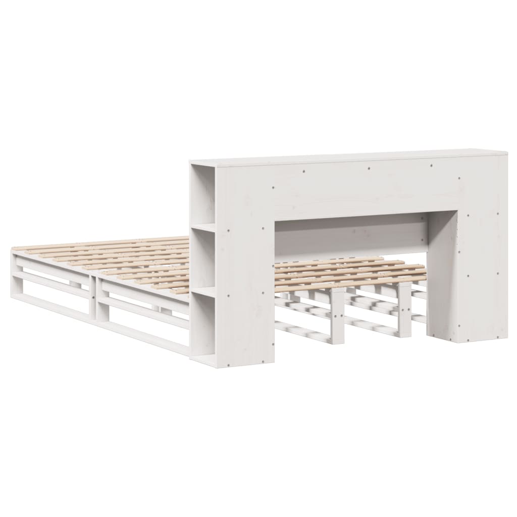Letto Libreria senza Materasso Bianco 160x200 cm Legno Massello 3323882