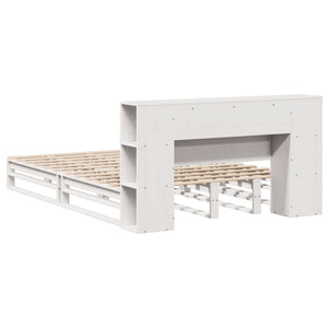 Letto Libreria senza Materasso Bianco 160x200 cm Legno Massello 3323882