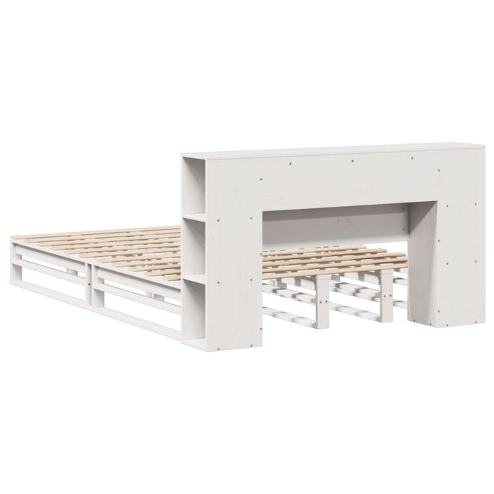 Letto Libreria senza Materasso Bianco 160x200 cm Legno Massello 3323882