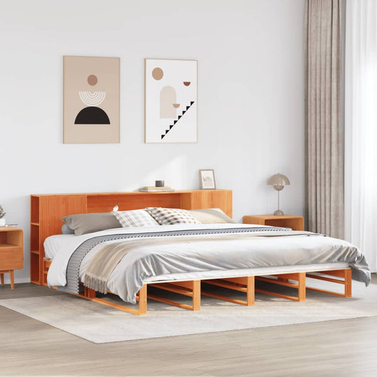 vidaXL Letto Libreria senza Materasso Marrone Cera 180x200 cm Legno