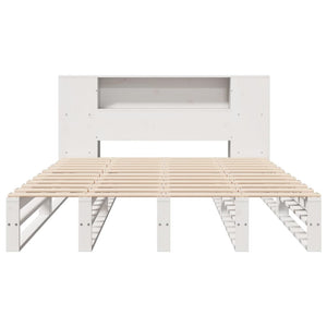 Letto Libreria senza Materasso-Struttura Letto con contenitore Bianco 120x190 cm Legno Massello 837790