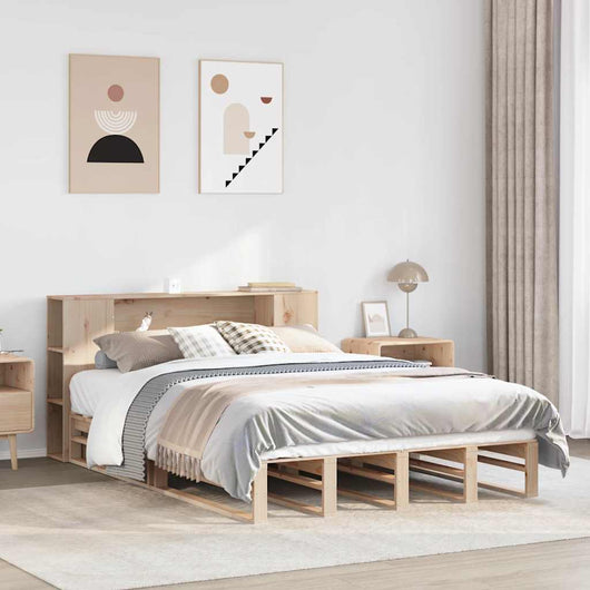 Letto Libreria senza Materasso-Struttura Letto con contenitore 135x190 cm in Legno Massello