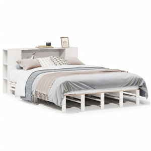 vidaXL Letto Libreria senza Materasso Bianco 135x190 cm Legno Massello
