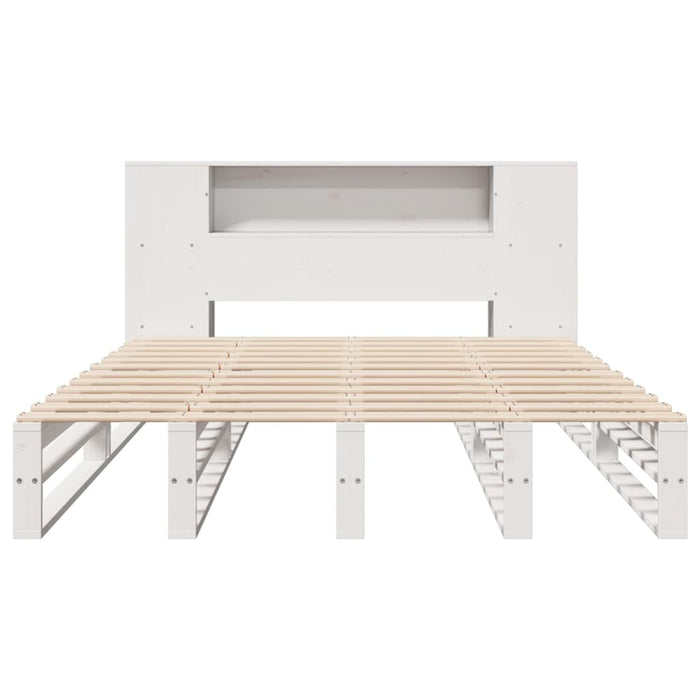 vidaXL Letto Libreria senza Materasso Bianco 135x190 cm Legno Massello