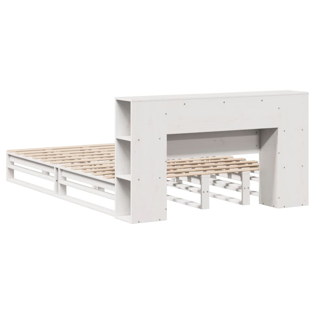 vidaXL Letto Libreria senza Materasso Bianco 135x190 cm Legno Massello