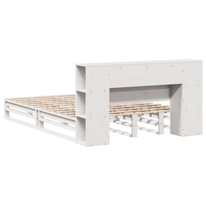 vidaXL Letto Libreria senza Materasso Bianco 135x190 cm Legno Massello