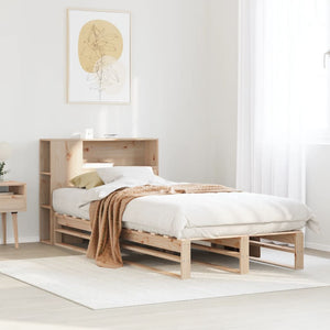 Letto Libreria senza Materasso-Struttura Letto con contenitore 90x200 cm Legno Massello 485994