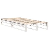 Letto Libreria senza Materasso-Struttura Letto con contenitore Bianco 90x200 cm Legno Massello
