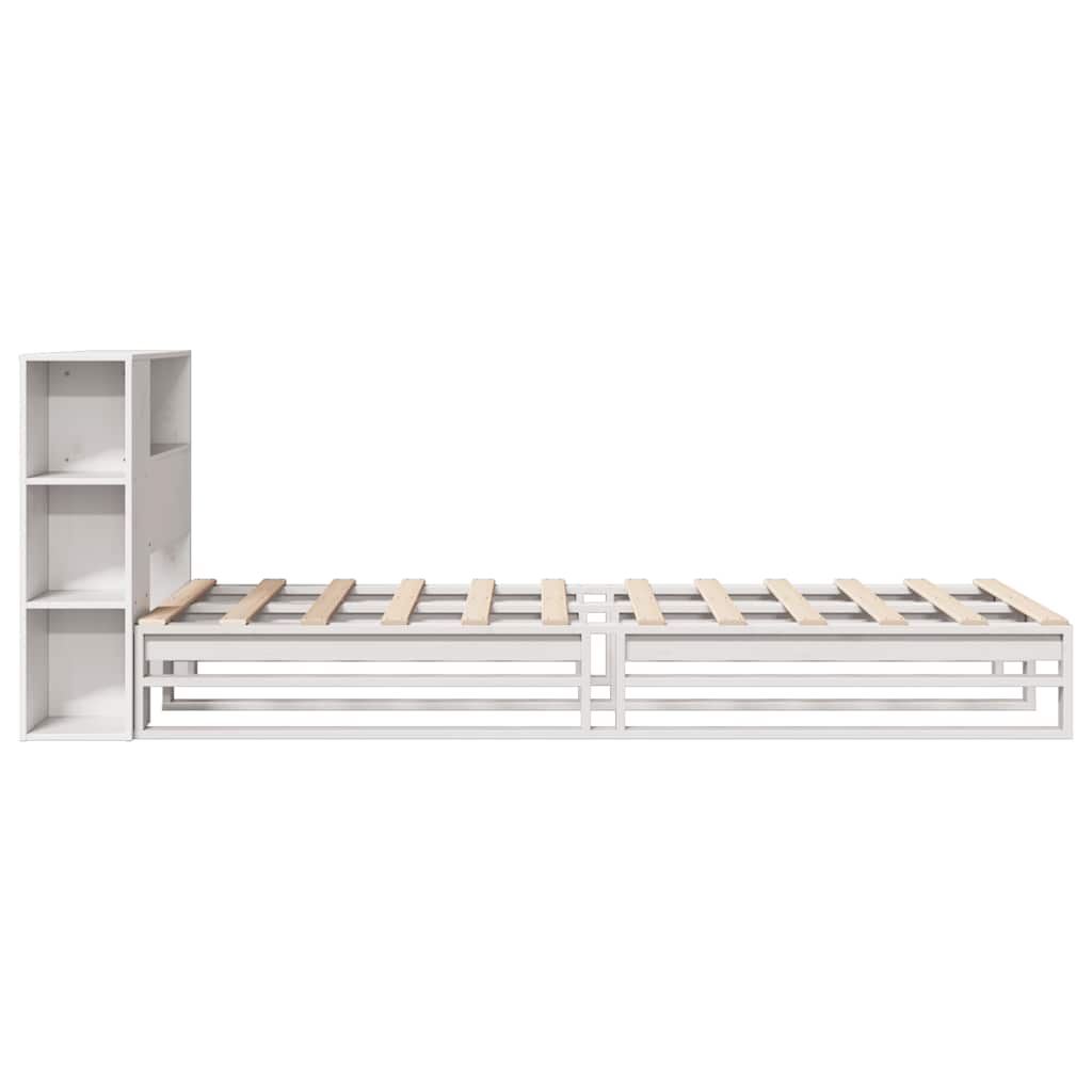 Letto Libreria senza Materasso Bianco 90x200 cm Legno Massello 3323900