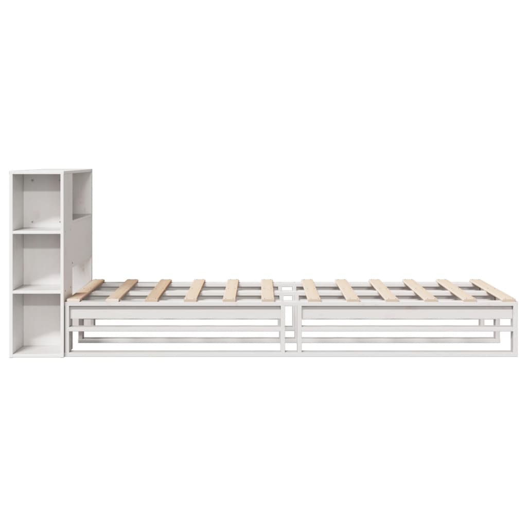 vidaXL Letto Libreria senza Materasso Bianco 100x200 cm Legno Massello