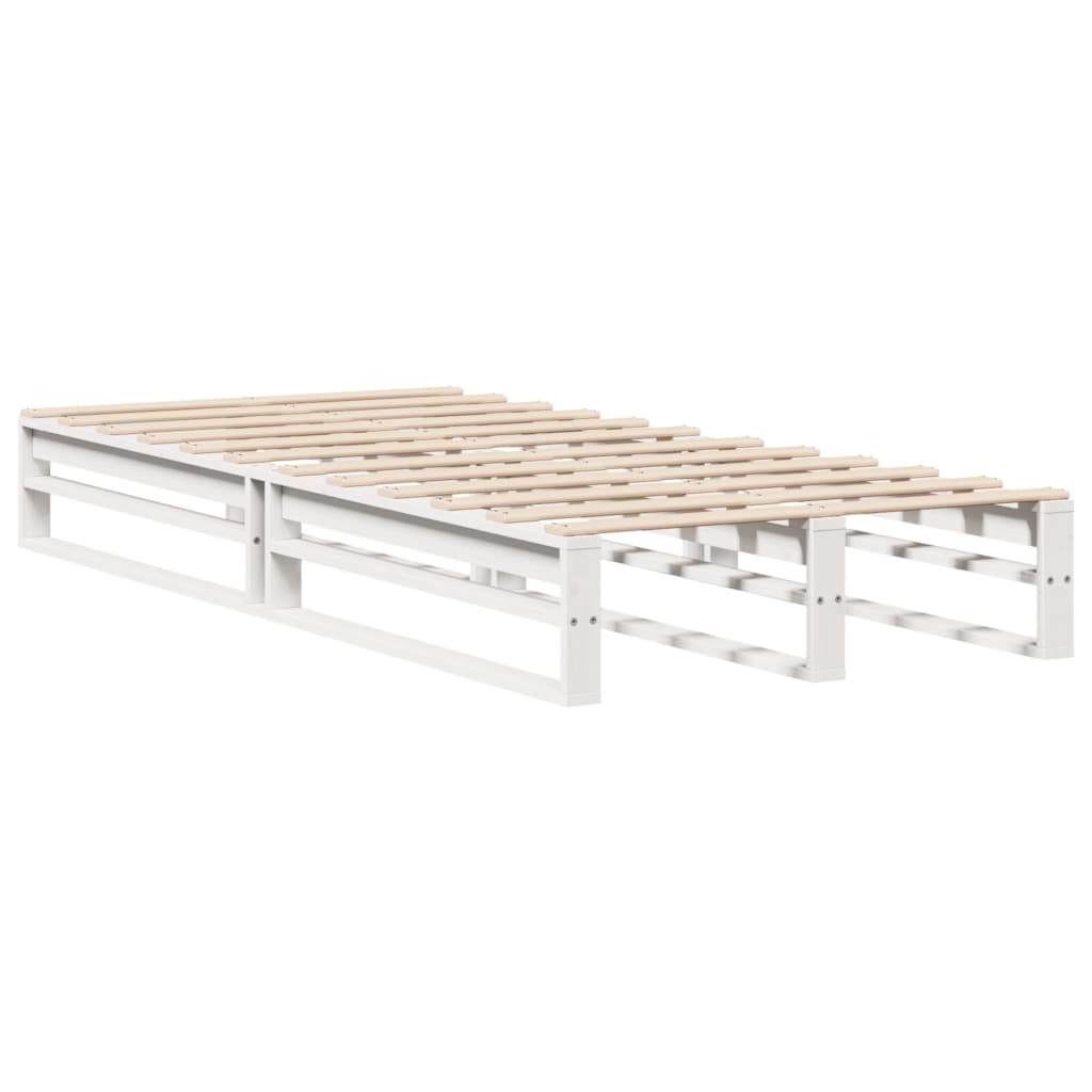 Letto Libreria senza Materasso-Struttura Letto con contenitore Bianco 75x190 cm Legno Massello