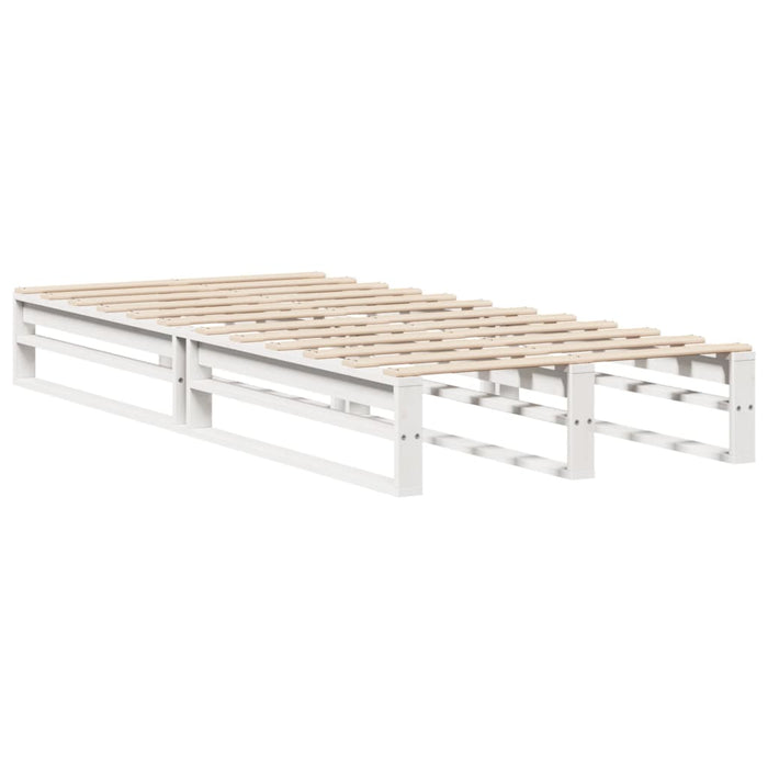 Letto Libreria senza Materasso-Struttura Letto con contenitore Bianco 75x190 cm Legno Massello