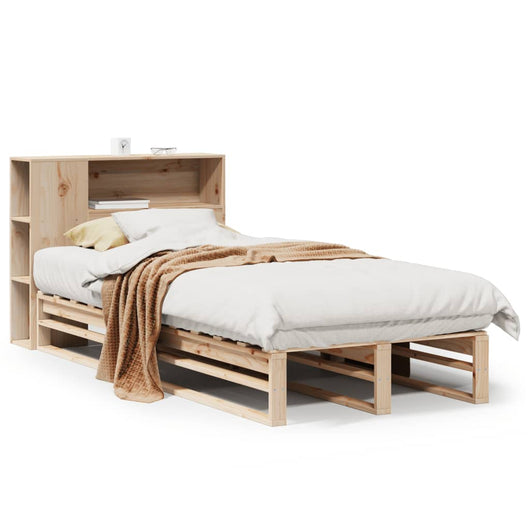 Letto Libreria senza Materasso-Struttura Letto con contenitore 90x190 cm Legno Massello 890557