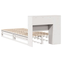 Letto Libreria senza Materasso-Struttura Letto con contenitore Bianco 90x190 cm Legno Massello