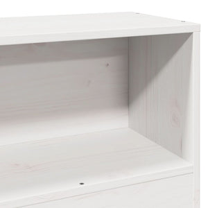 Letto Libreria senza Materasso-Struttura Letto con contenitore Bianco 90x190 cm Legno Massello