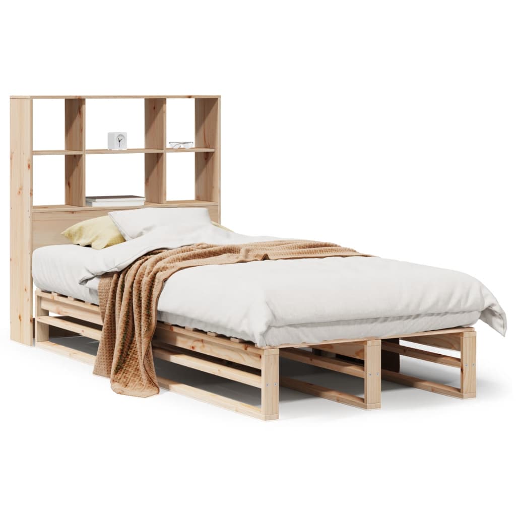 Letto Libreria senza Materasso-Struttura Letto con contenitore 90x200 cm Legno Massello 805611