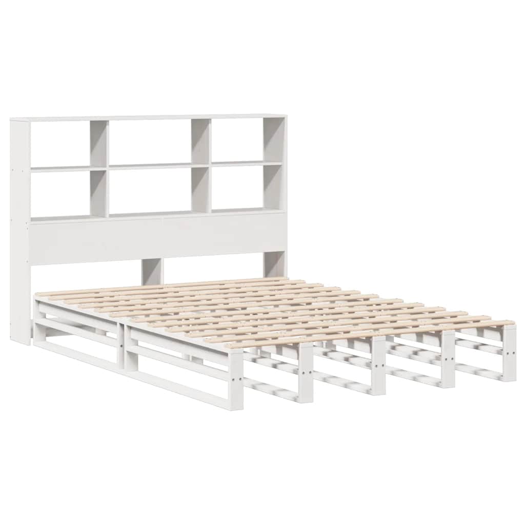 vidaXL Letto Libreria senza Materasso Bianco 140x190 cm Legno Massello