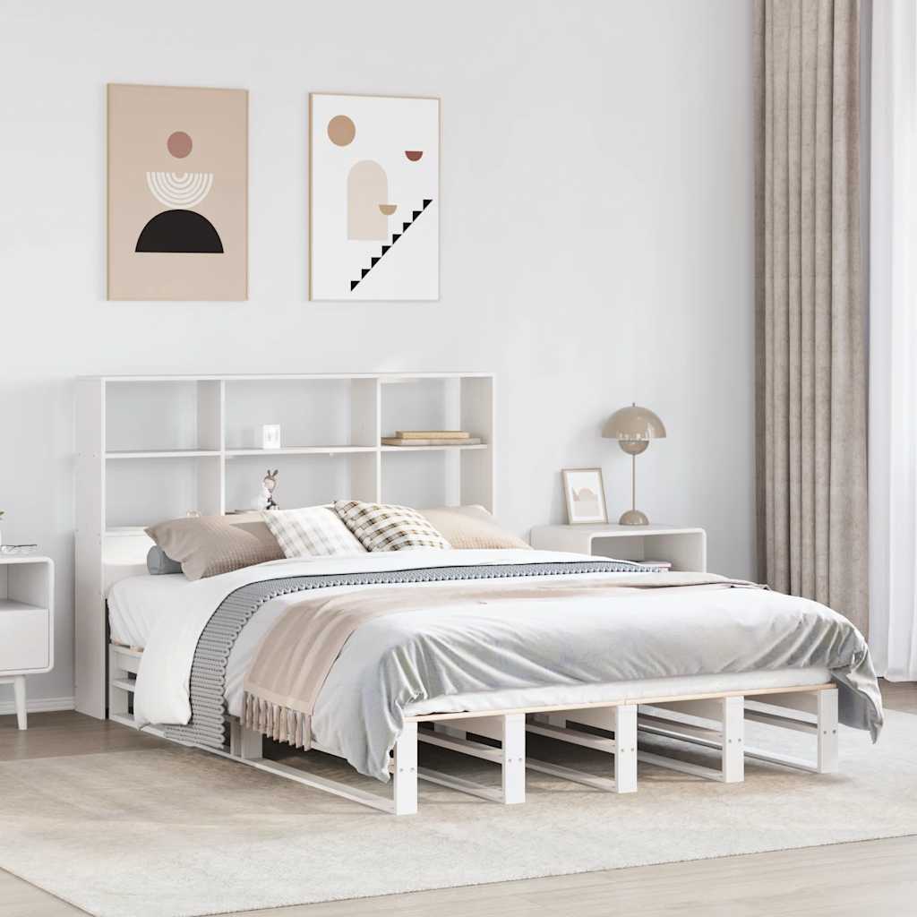 vidaXL Letto Libreria senza Materasso Bianco 140x190 cm Legno Massello