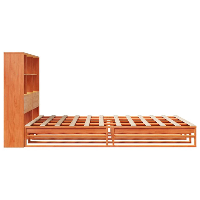 vidaXL Letto Libreria senza Materasso Marrone Cera 140x190 cm Legno
