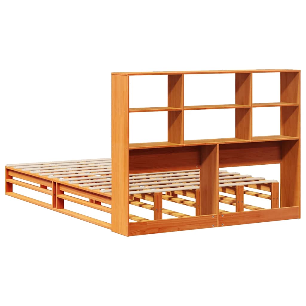 vidaXL Letto Libreria senza Materasso Marrone Cera 140x190 cm Legno