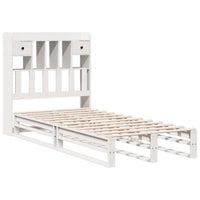 Letto Libreria senza Materasso-Struttura Letto con contenitore Bianca 90x200 cm Legno di Pino 327186