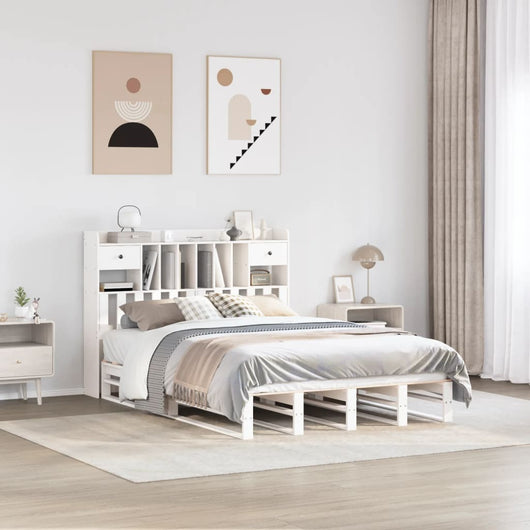 vidaXL Letto Libreria senza Materasso Bianco 140x200 cm Legno di Pino