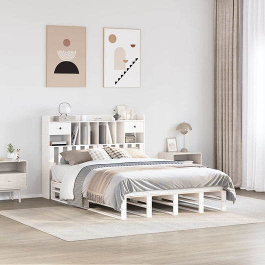 vidaXL Letto Libreria senza Materasso Bianco 150x200 cm Legno di Pino