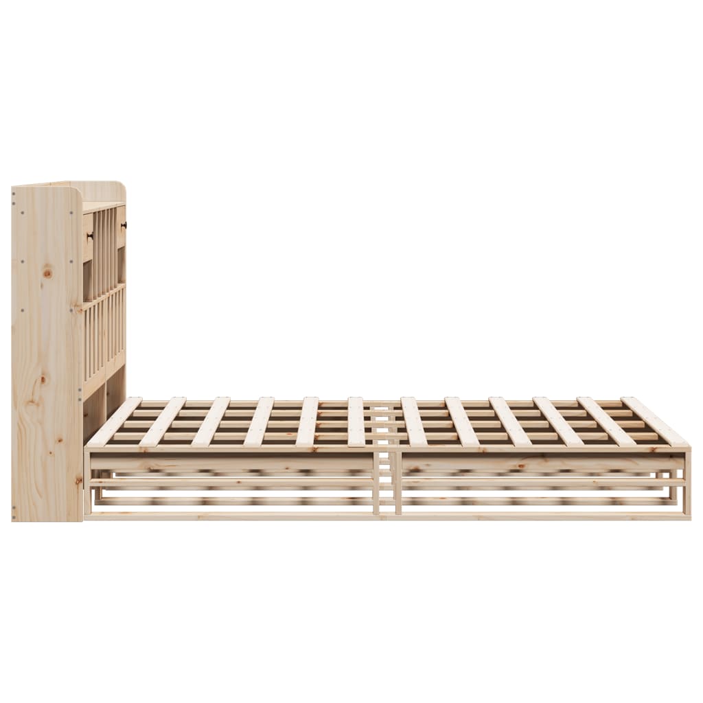 Letto Libreria senza Materasso-Struttura Letto con contenitore 160x200 cm in Legno di Pino 519441