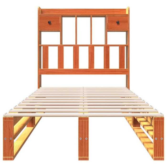 vidaXL Letto Libreria senza Materasso Marrone Cera 75x190 cm in Pino