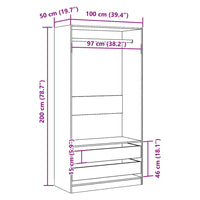 Armadio Legno Antico 100x50x200 cm in Legno Multistrato