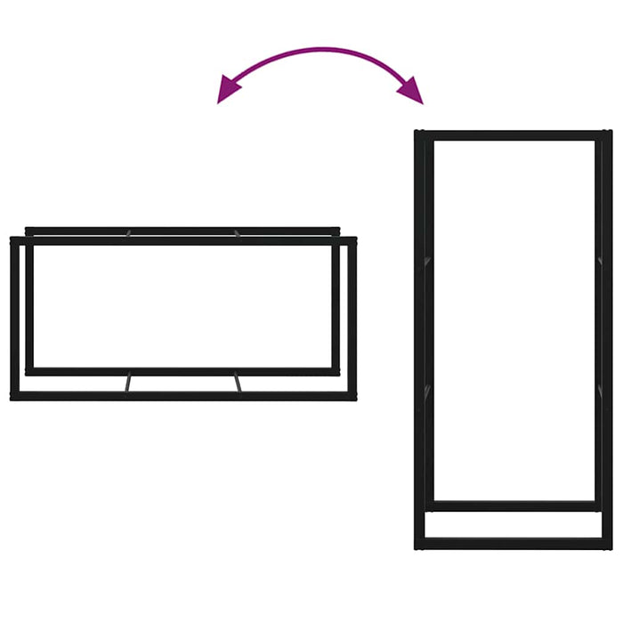 Rastrelliera per Legna da Ardere-Portalegna Nera 55x30x116 cm in Acciaio