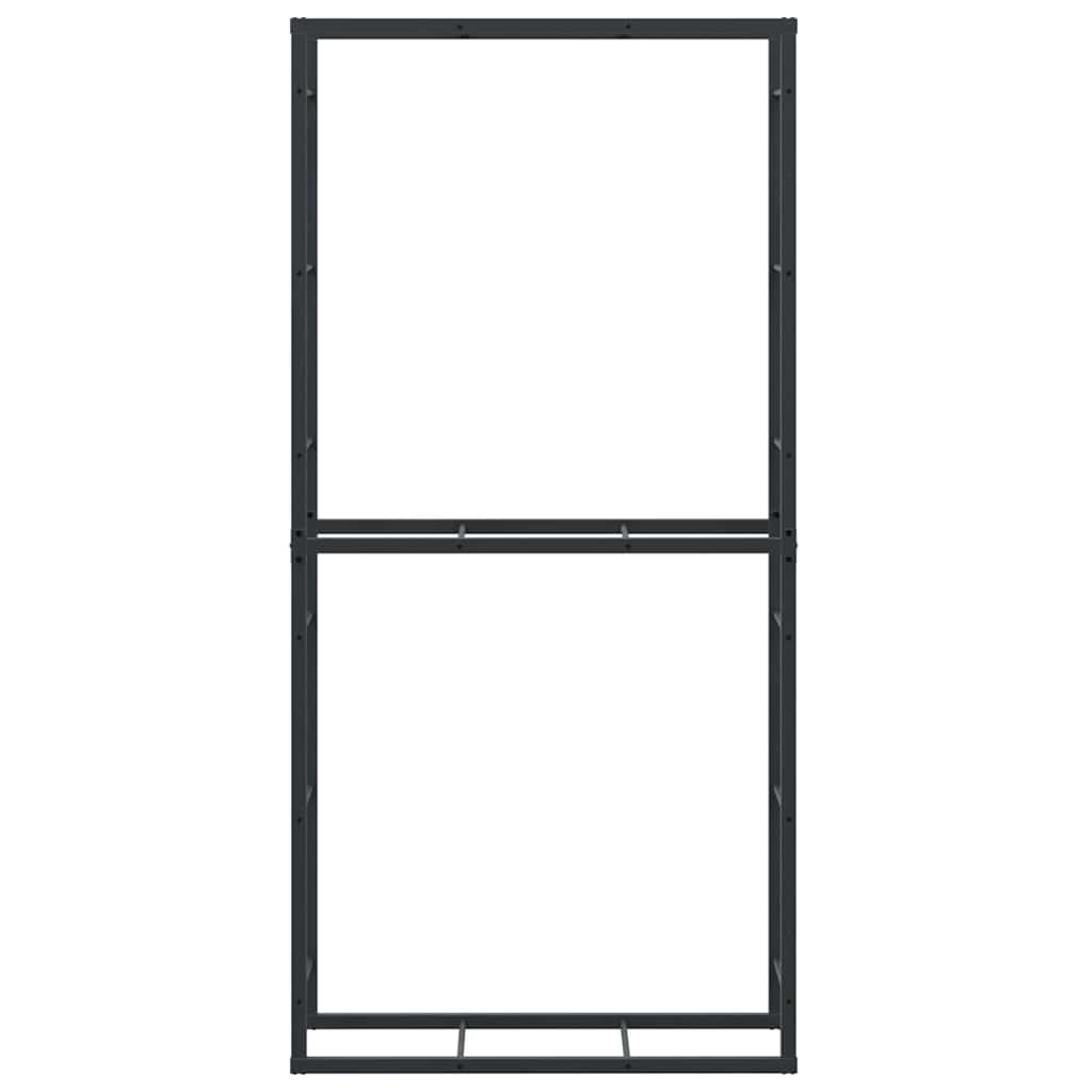Rastrelliera per Legna da Ardere-Portalegna Nera 100x30x209 cm in Acciaio