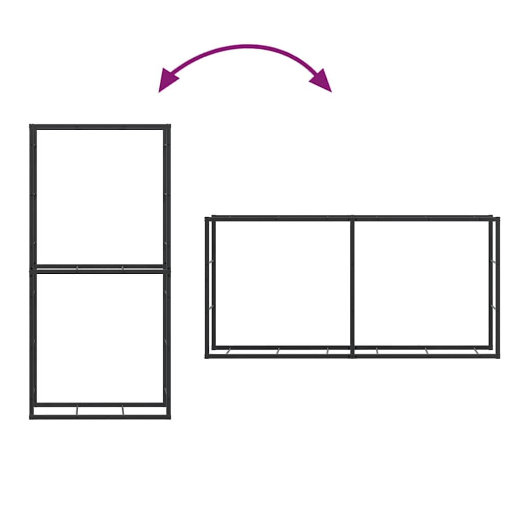 Rastrelliera per Legna da Ardere-Portalegna Nera 100x30x209 cm in Acciaio