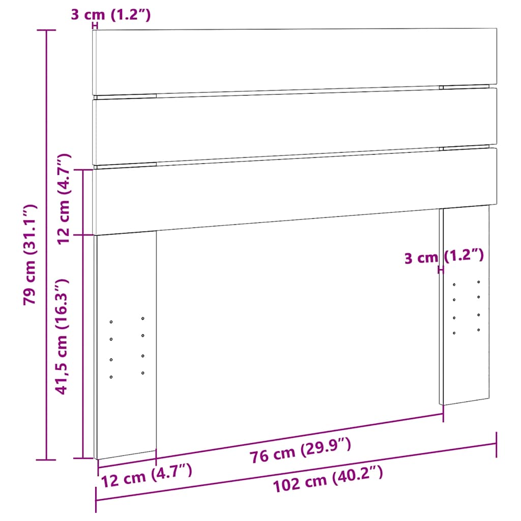 Testiera-Testata-Testiera Decorativa 100 cm in Legno Massello di Rovere