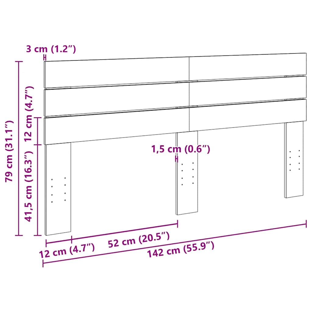 Testiera-Testata-Testiera Decorativa 140 cm in Legno Massello di Rovere