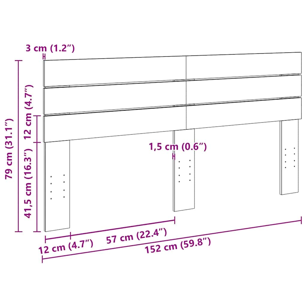 Testiera 150 cm in Legno Massello di Rovere 851980