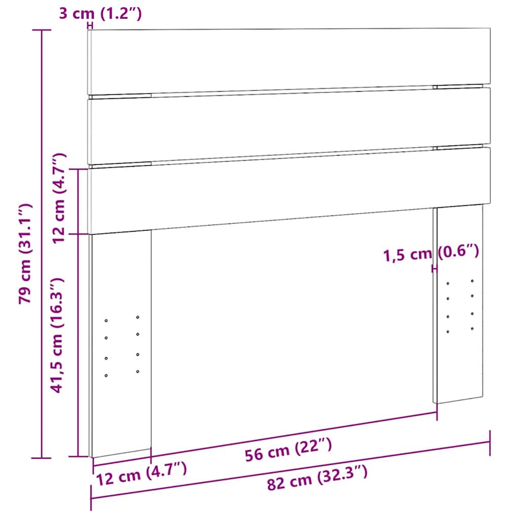 Testiera-Testata 80 cm in Legno Massello di Rovere