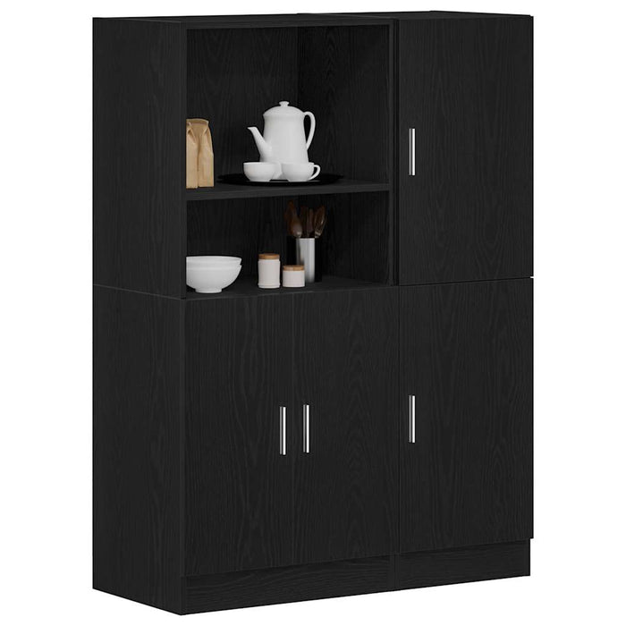 Set di Mobili da Cucina 2 pz-Armadietto Cucina Nero in Truciolato