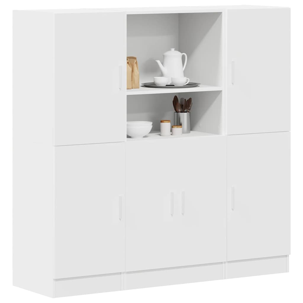 Set di Mobili da Cucina 3 pz-Armadietto Cucina Bianco in Truciolato