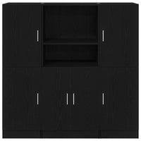 Set di Mobili da Cucina 3 pz-Armadietto Cucina Nero in Truciolato