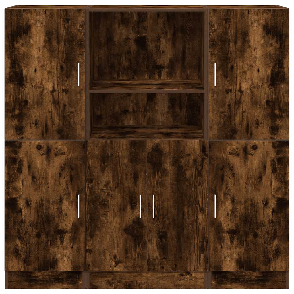 Set di Mobili da Cucina 3 pz Rovere Fumo in Truciolato 3324155