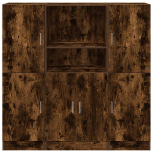 Set di Mobili da Cucina 3 pz Rovere Fumo in Truciolato 3324155