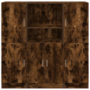 Set di Mobili da Cucina 3 pz-Armadietto Cucina Rovere Fumo in Truciolato