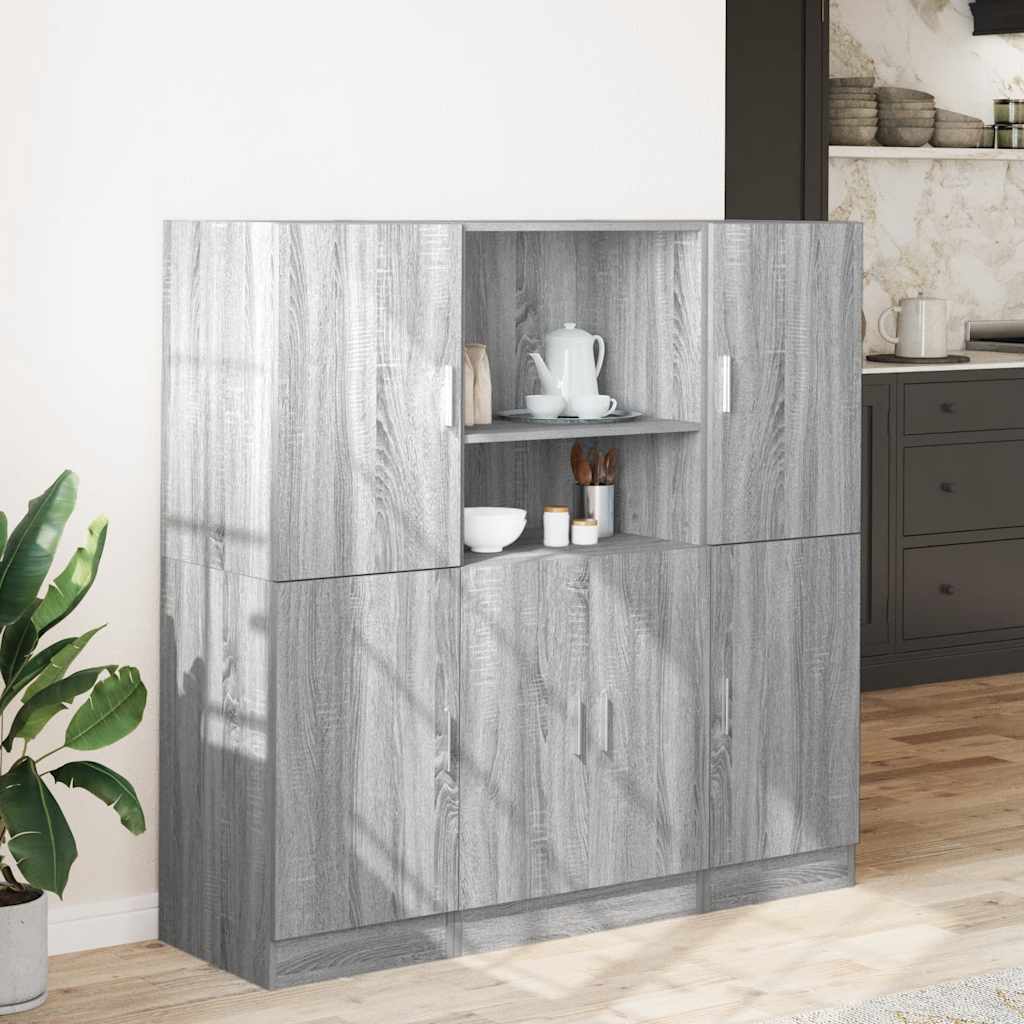 Set di Mobili da Cucina 3 pz-Armadietto Cucina Grigio Sonoma in Truciolato