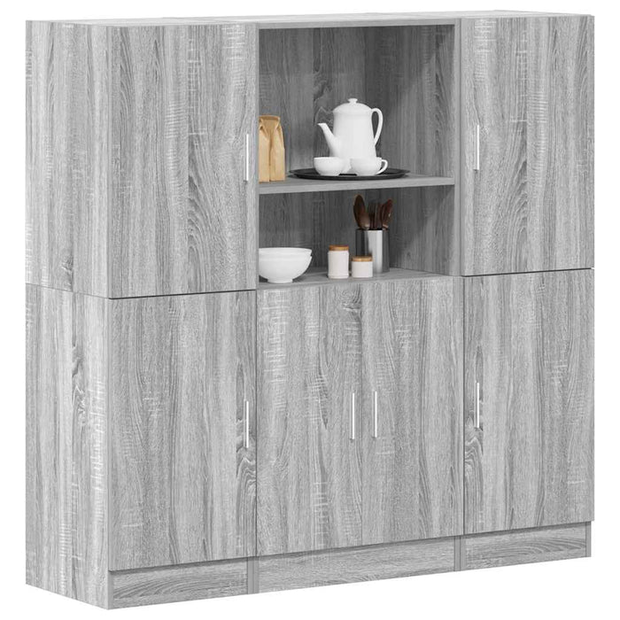 Set di Mobili da Cucina 3 pz-Armadietto Cucina Grigio Sonoma in Truciolato