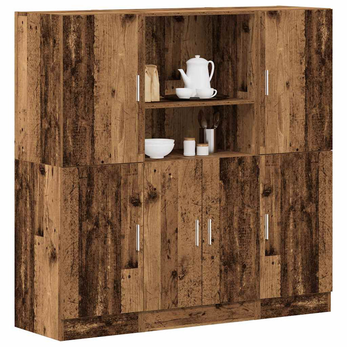 Set di Mobili da Cucina 3 pz-Armadietto Cucina Legno Antico in Truciolato
